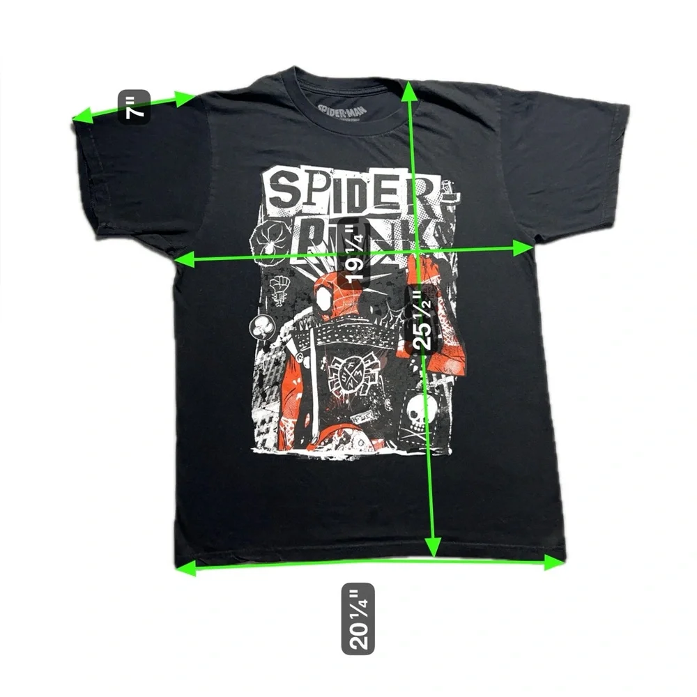Spider-Man Spider-Punk T-Shirt Men’s Medium Black Marvel Across Spider-Verse Tee - Picture 3 of 6